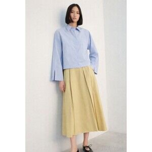 Polo Ralph Lauren Vintage 80s Pleated Midi Wool Pleated Skirt Butter Yellow Sz 6